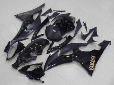 Carene Moto Yamaha YZF R6 2008-2016 - Nero Lucido Nero Opaco Oro Decals
