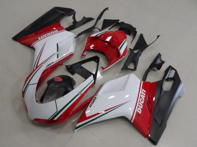 Carene Moto Ducati 1198 2007-2014 - Bianco Rosso Verde Nero Opaco