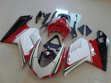 Carena Moto Ducati 848 2007-2014 - Bianco Rosso Verde Nero Lucido
