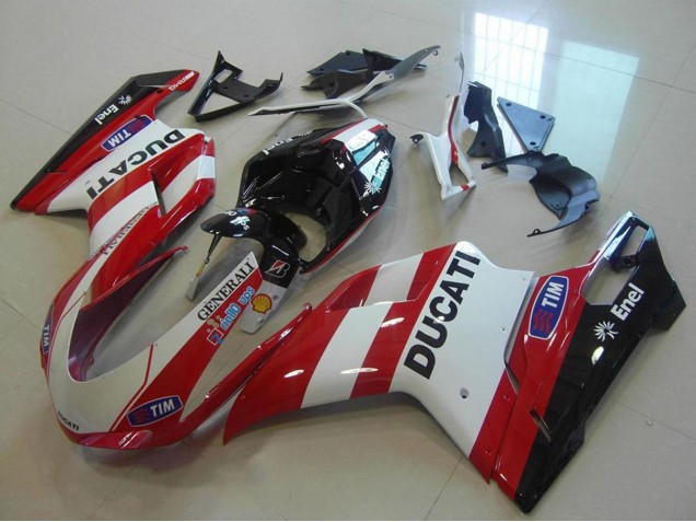 Carene Moto Ducati 848 1098 1198 2007-2014 - Bianco Rosso Nero Generali Tim