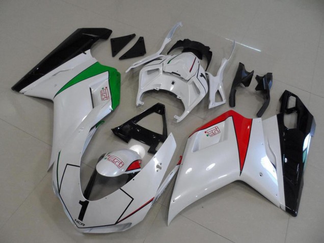 Carene Moto Ducati 848 1098 1198 2007-2014 - Lucido Bianco Rosso Verde Nero Lucido