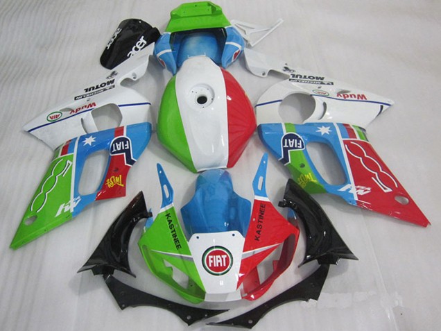 Carene Moto Yamaha YZF R6 1998-2002 - Bianco Blu Verde Rosso Fiat Kastinee