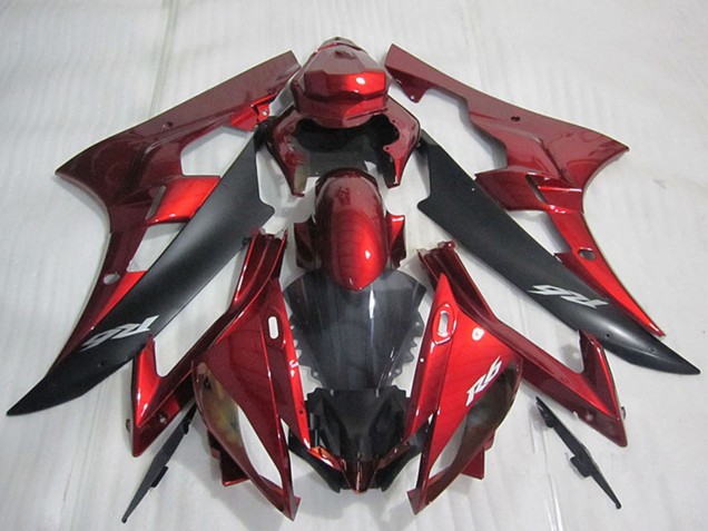 Kit Carene Moto ABS Yamaha YZF R6 2006-2007 - Rosso Nero Opaco
