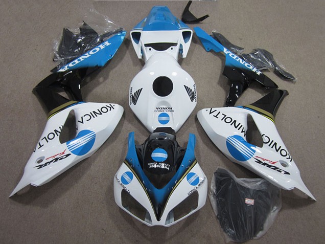 Carene Moto Honda CBR1000RR 2006-2007 - Bianco Azzurro Chiaro Nero Lucido Konica Minolta