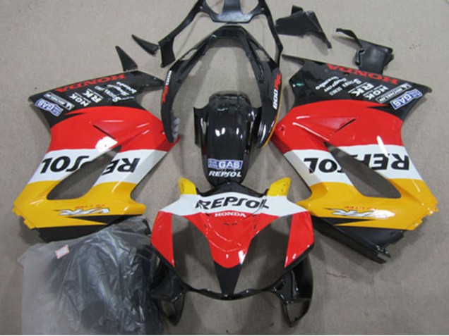 Carene Moto Honda VFR 800 2002-2013 - Giallo Bianco Rosso Nero Lucido Repsol