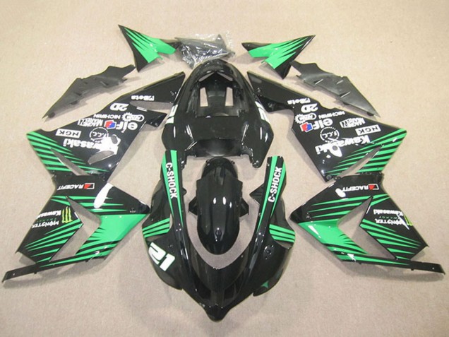 Carene Moto Kawasaki ZX10R 2004-2005 - Nero Verde C-Shock Mostro