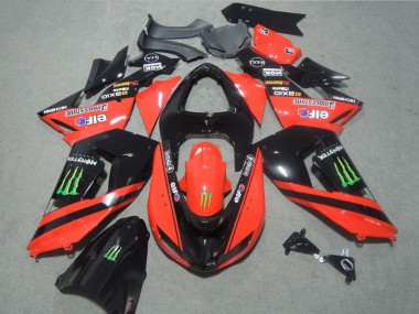 Carene Moto Kawasaki ZX10R 2006-2007 - Rosso Nero Lucido Verde Elf Touch4 Mostro