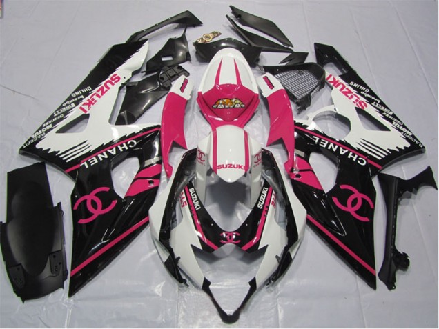 Carene Moto Suzuki GSXR 600 2006-2007 - Bianco Rosa Nero Chanel
