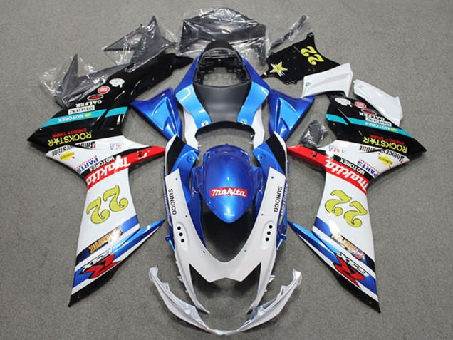 Carene Moto Suzuki GSXR 600 2011-2024 - Blu Bianco Rosso Nero Rockstar 22