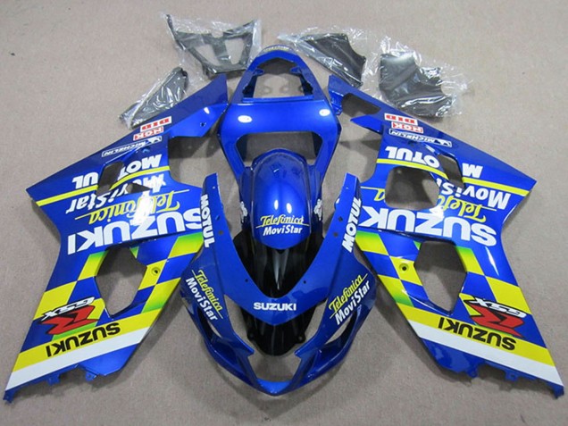 Carene Moto Suzuki GSXR 750 2004-2005 - Blu Neon Giallo Telefumica MoviStar Motul