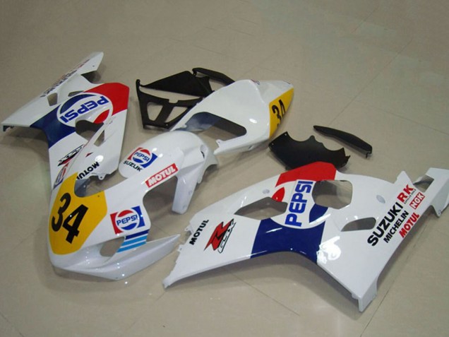 Carene Moto Suzuki GSXR 750 2004-2005 - Bianco Blu Rosso Giallo Pepsi 34