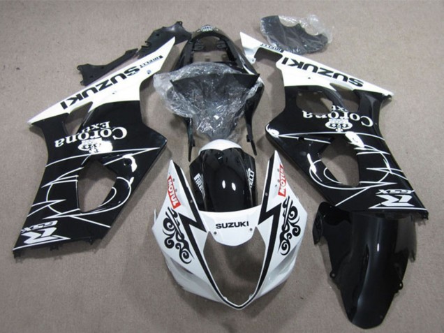 Carene Moto Suzuki GSXR 1000 2003-2004 - Bianco Nero Lucido Corona Extra Motul