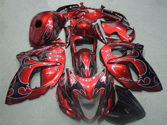 Carene Moto Suzuki GSXR 1300 Hayabusa 1996-2007 - Rosso Argento Nero Fiamma