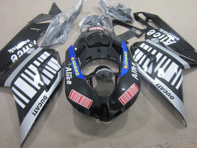 Carene Moto Ducati 848 1098 1198 2007-2014 - Argento Rosso Blu Nero Lucido Alice