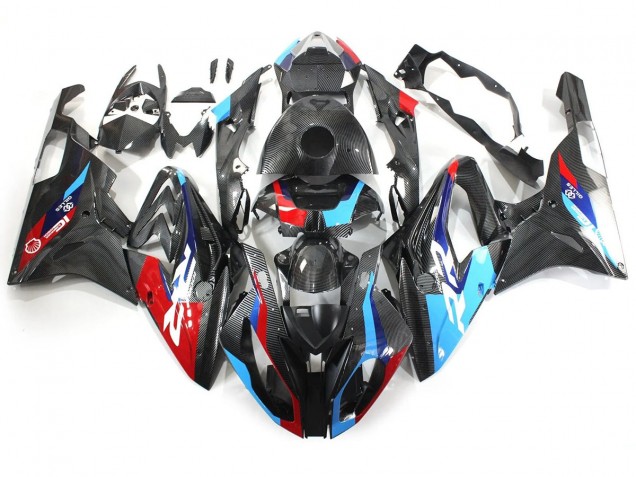 Carena Moto BMW S1000RR 2015-2016 - Blu Rosso Fibra di Carbonio