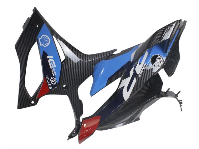 Carena Moto BMW S1000RR 2023-2024 - Blu Rosso Fibra di Carbonio