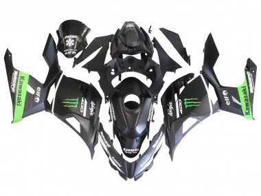Carena Moto Kawasaki EX400 2018-2024 - Nero Opaco Verde Mostro Showr Nevicare